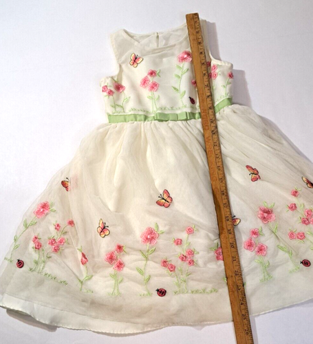 Jona Michelle Girls Size 5 Spring Summer Dress Satin & Embroidered Tulle Floral - Picture 3 of 4