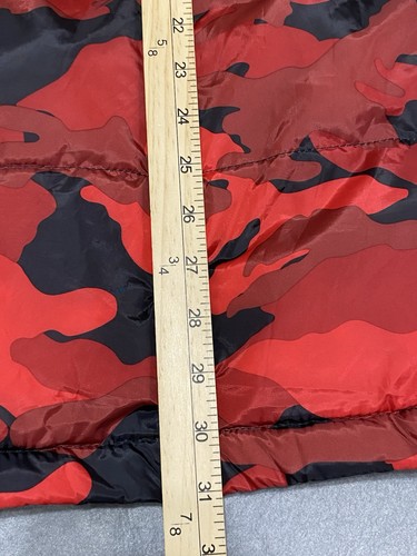 Tommy Hilfiger Mens Red/Black Camo Hooded Puffy Jacket Size XXL Full Zip - Picture 14 of 15