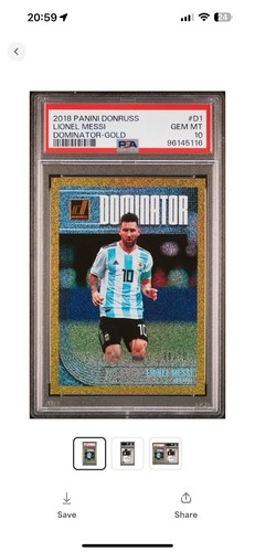 2018 Panini Donruss Dominator Gold #D1 Lionel Messi /75 PSA 10 - Picture 4 of 4