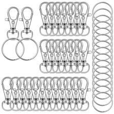 70PCS Swivel Snap Hooks with Key Rings, Metal Lobster Claw Clasp, Keychain Rings