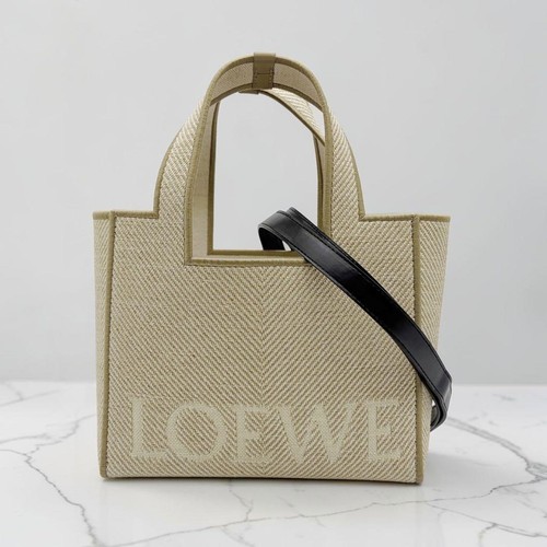 LOEWE Font Tote Small Beige 2-Way Bag Canvas W9.4xH7.7xD4.3in Shoulder Strap