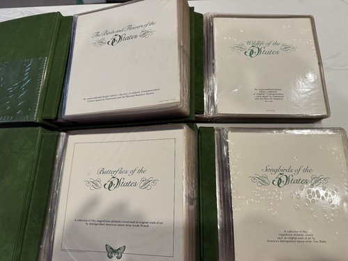 200 50 usps stamps STATES BIRDS FLOWERS SONGBIRDS WILDLIFE 1980's 4 albums