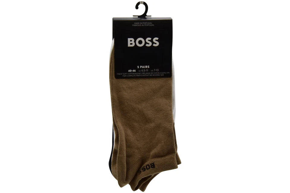 Hugo Boss Men's 5-Pairs Ankle Socks Black/White/Beige Size: 7-13 - Image 2 of 2