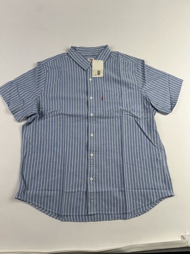 Camicia uomo Levi's manica corta classica vestibilità standard con bottoni righe blu XL NUOVA CON ETICHETTE - Foto 3 di 7
