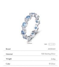 STERLING SILVER OCEAN BLUE CZ ROUND RING FOR WOMEN