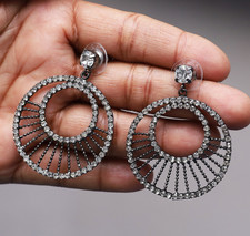 QVC Joan Rivers Gunmetal Double Circle Crystal Earrings