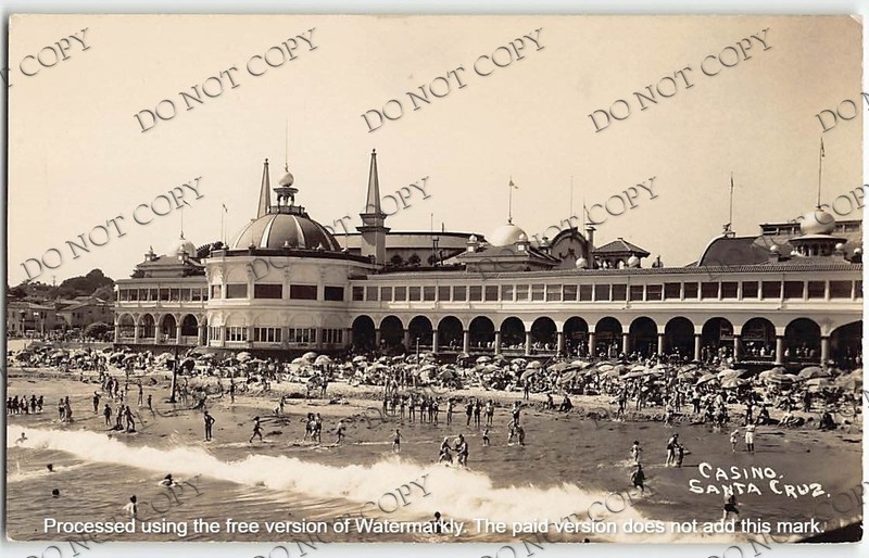 RPPC Casino & Beach SANTA CRUZ, CA 1930s Photo Vintage Postcard