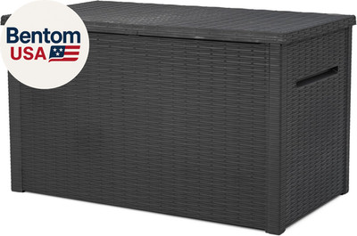 Java XXL 230 Gallon Resin Rattan Look Large Outdoor Storage Deck Box for Patio F