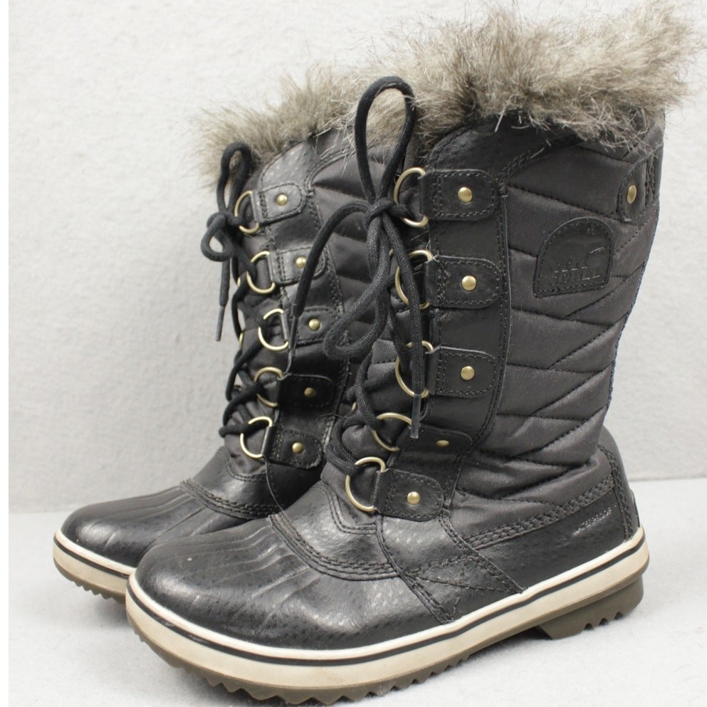 Sorel Snow Boots Womens 6.5 US Waterproof Gorpcore Rubber Toe Black Ankle Boot-image