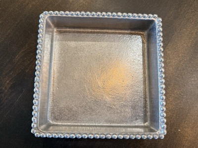 Mariposa Beaded Cocktail Napkin Box Aluminum Made in Mexico 