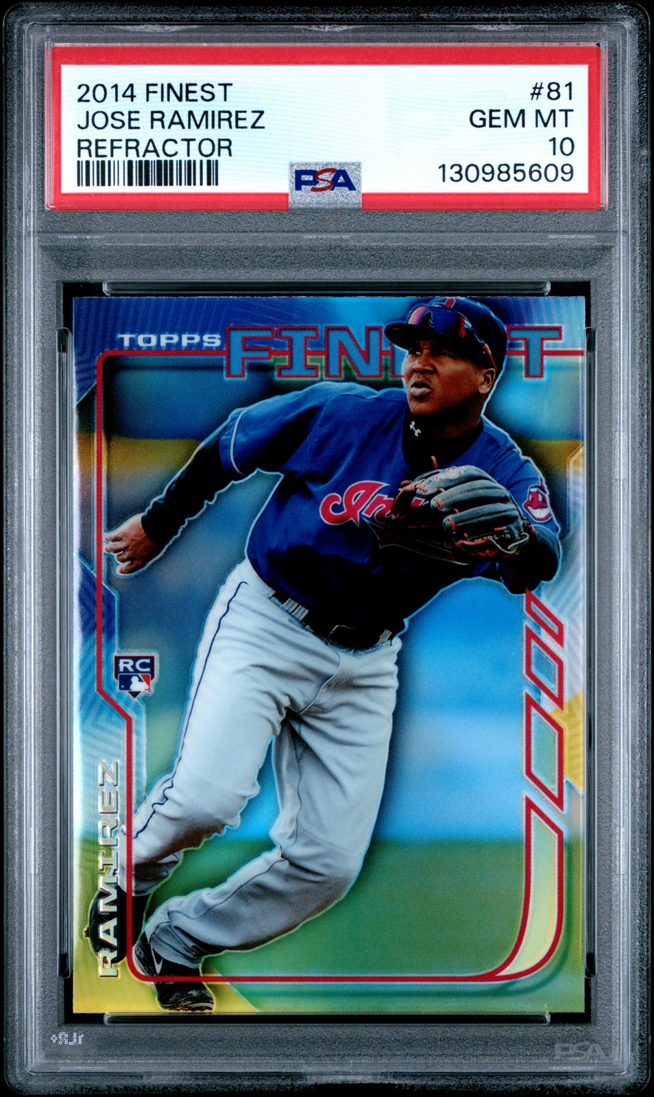 2014 FINEST REFRACTOR #81 JOSE RAMIREZ ROOKIE RC PSA 10