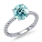 2.5 Ct Vvs1 Round Cut Ice Blue Moissanite Solitaire Sterling Silver Ring Size 7