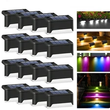 4-12Pcs Solar Deck Light Path Outdoor Garden Patio Pathway Stairs Fence Lamp LED