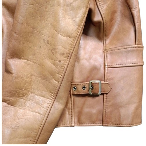 B-McCOY'S Leather Jacket Single Riders Steerhide Whisky Brown Size 34 Pre-Owned - Picture 11 of 17