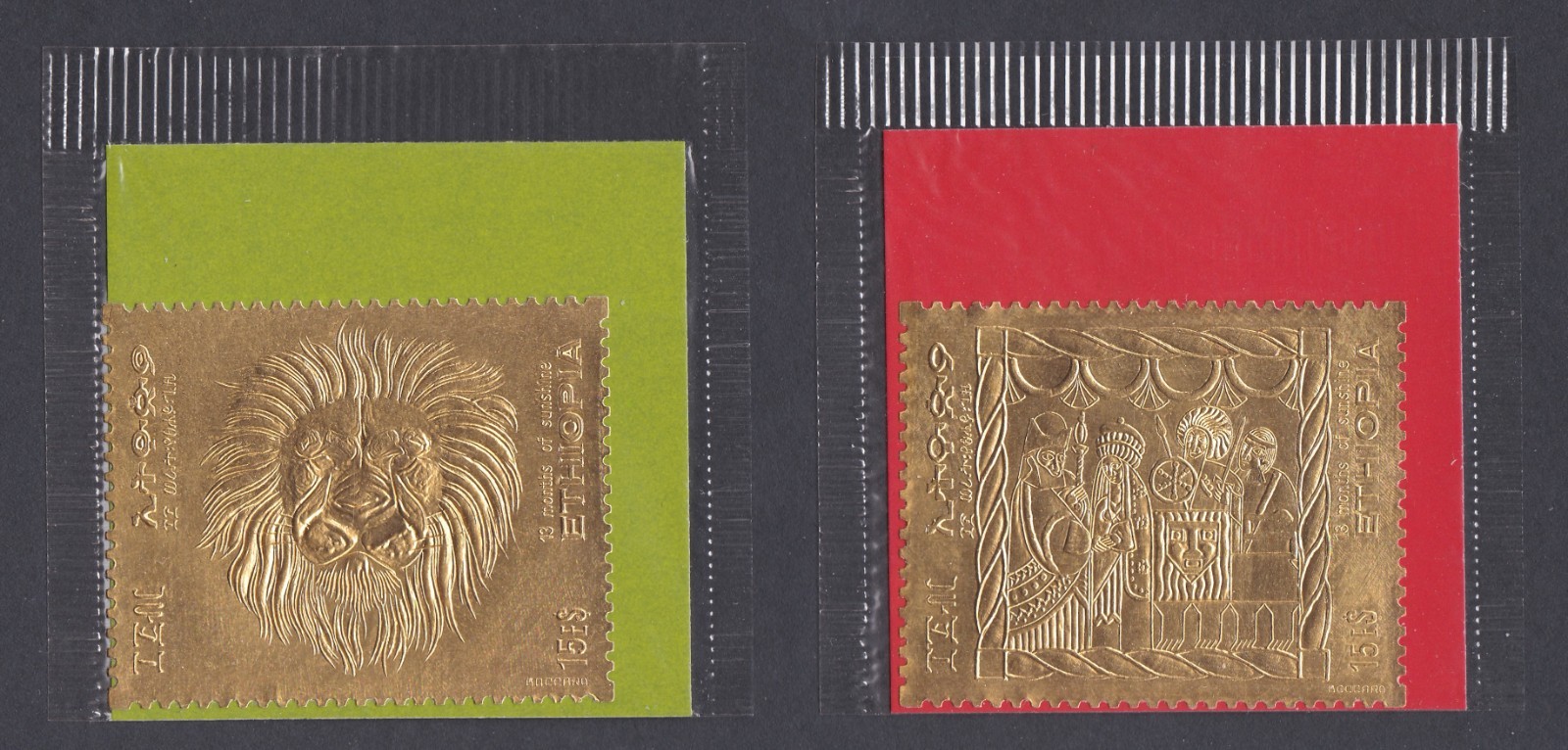 Ethiopia: 1973  Tourism Gold Leaf stamps in sealed packets, MNH