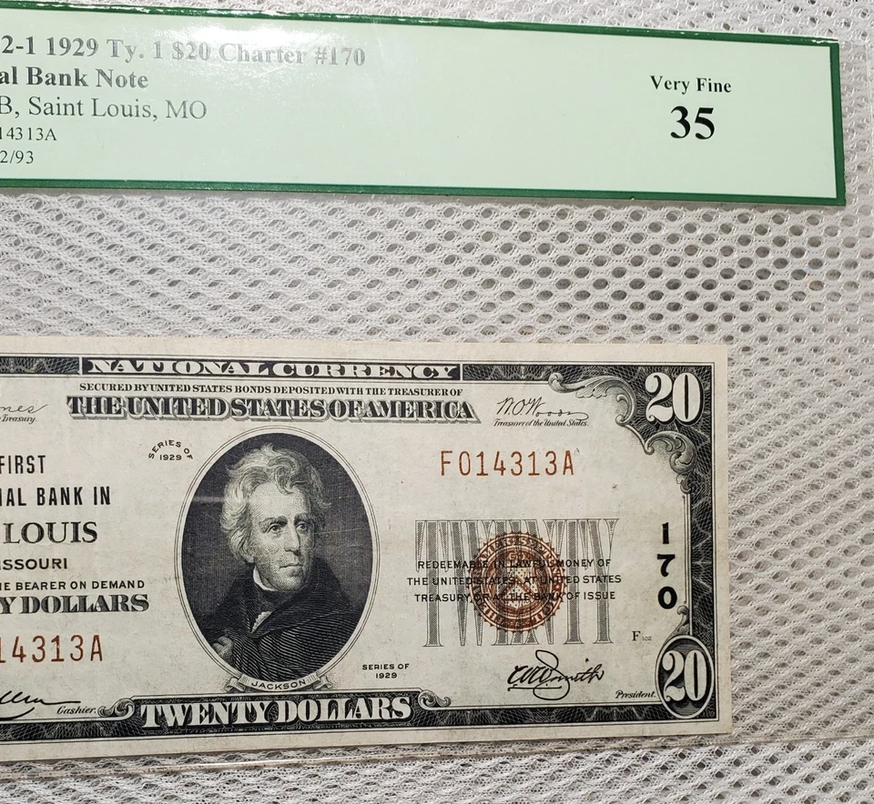 1929 $20 National Currency Brown Seal St Louis, MO PCGS VF 35 Beautiful Note - Image 2 of 4