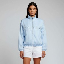 Givenchy Blue NylonSatin Logo Embroidered Reversible Jacket M