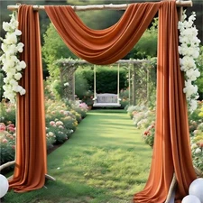 2 Panels Terracotta Wedding Arch Draping Fabric 29"x20ft Chiffon Tulle Drapes