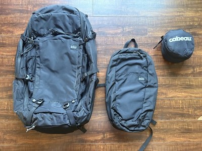 REI Co-op Ruckpack 65L Travel Backpack + Small Day Pack & Cabeau Travel Pillow