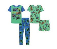 Jurassic World Boy's 4-Piece Carnivore Hunt T-Rex Dinosaur Pajama Set