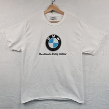 VTG BMW T-Shirt Men's Large White Ultimate Driving Machine Logo Made in USA Y2K