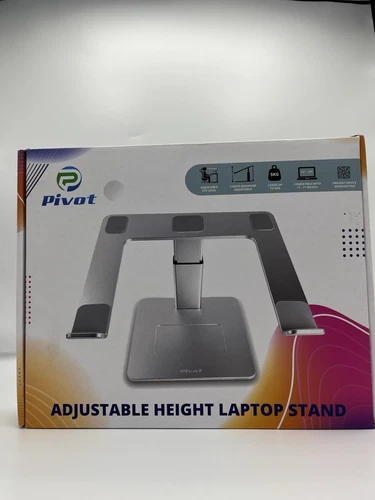 PIVOT ADJUSTABLE HEIGHT LAPTOP STAND, SILVER, SIZE 17"