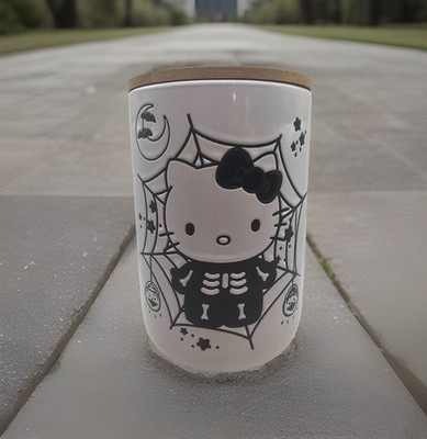 Halloween Hello Kitty Skeleton Ceramic Storage Container Limited Edition  6.75 T