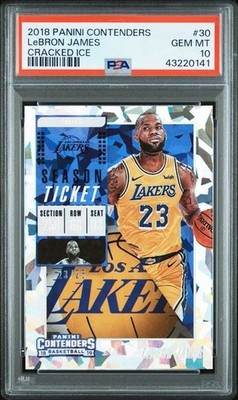 PSA 10 Lebron James Cracked Ice 2018 Panini Contenders 23/25 Jersey Match