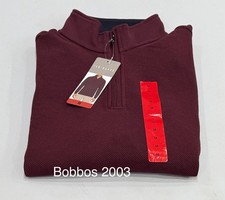 Ted Baker Men's 1/4 Zip Textured Pullover, Red, Size M