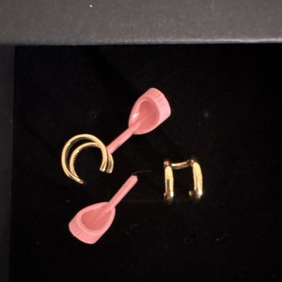 DEAFMETAL New Two 925 Gold Plated Cuff Earrings & Holsters for Hearing Devices 