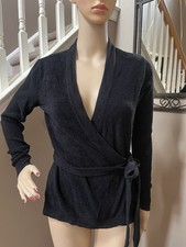 Barefoot Dreams CozyChic UltraLite BLACK Wrap Sweater XS Long Sleeve Shirt Top