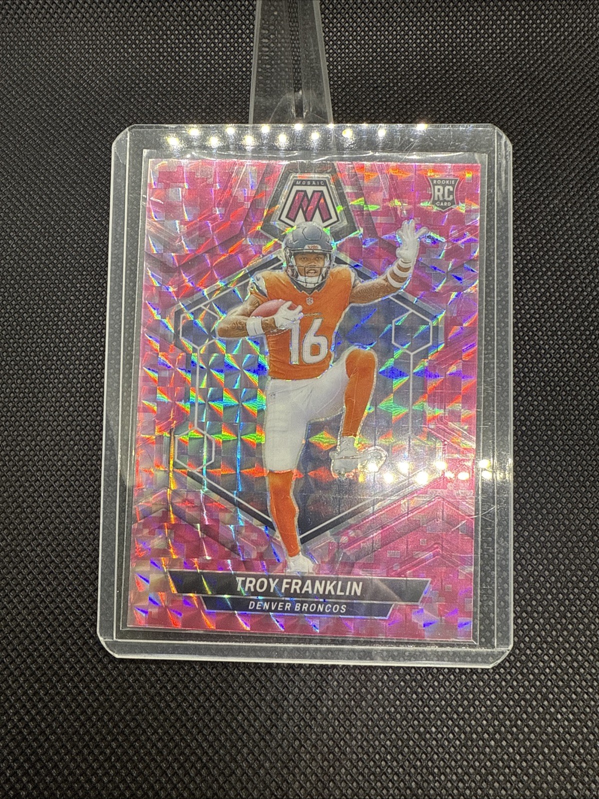 2024 Panini Mosaic -  Troy Franklin #378 Camo Pink Mosaic Prizm (RC) Broncos