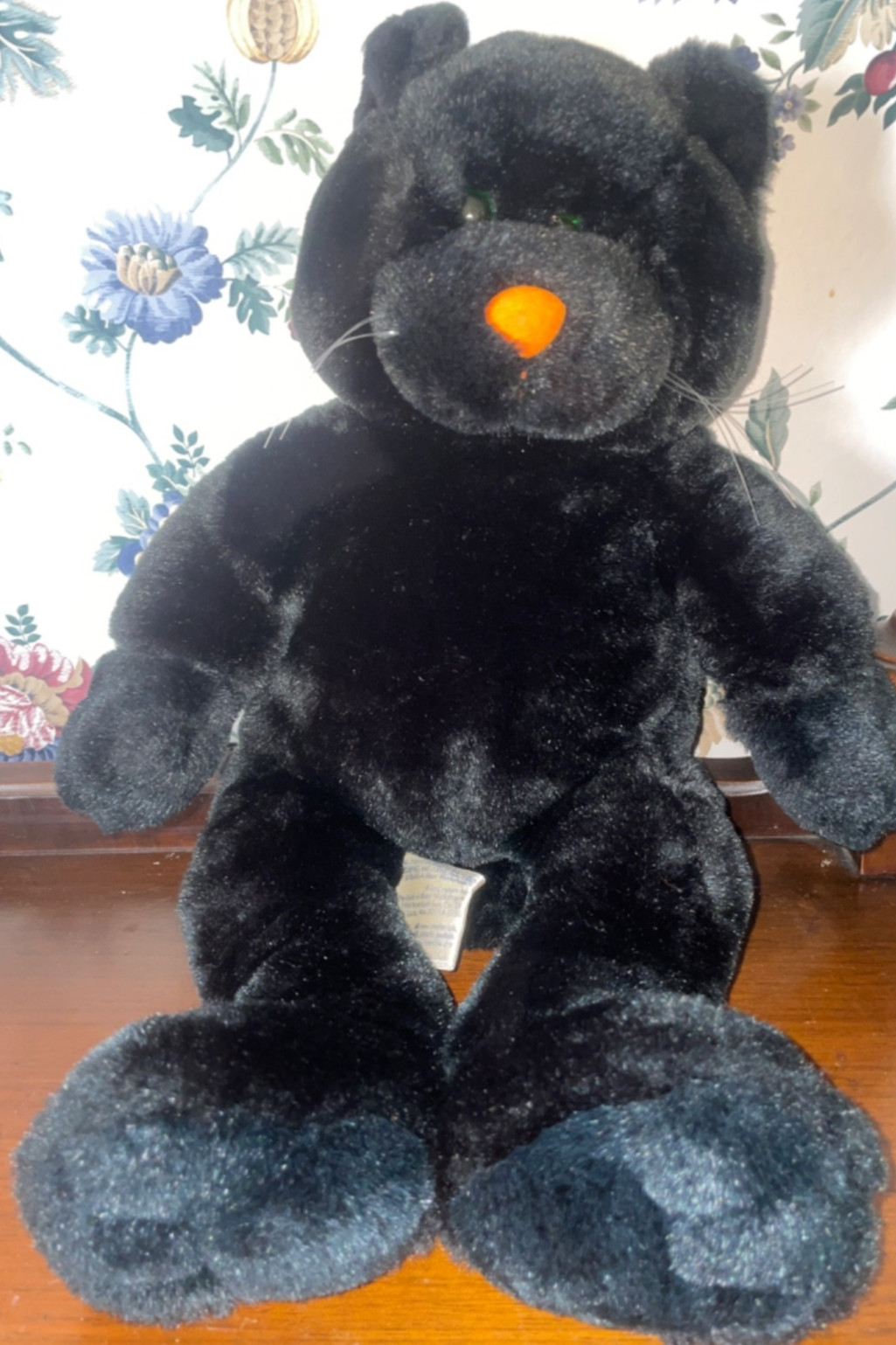 Vintage Build A Bear Halloween Cat Solid Black W/ Orange Nose Lucky Kitty 1999