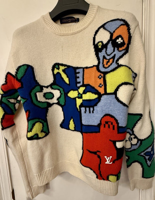 Louis Vuitton  Abloh Men's Wool Knit Graphic Sweater Multicolor Size S Pullover