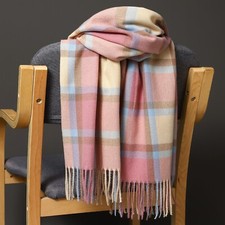 Echarpe étole châle plaid rose et bleu pastel femme cachemire laine top qualité