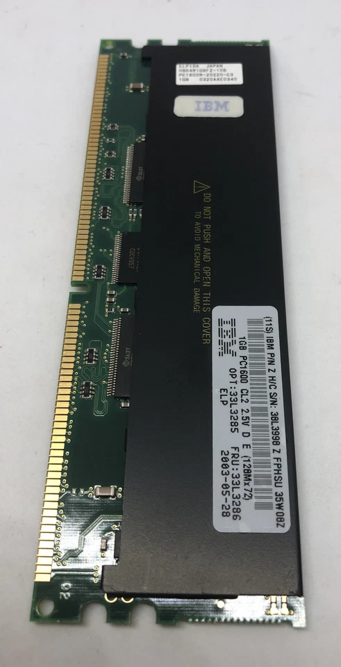 NEW IBM 1GB PC1600 CL2 ECC DDR SDRAM DIMM 33L3285 FRU 33L3286 128mx72 Elpida - Image 3 of 4