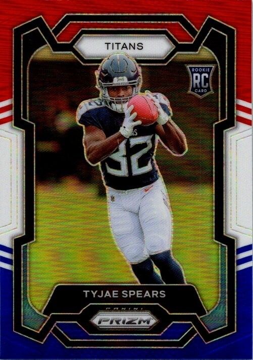 Tyjae Spears 2023 Prizm Red White Blue Rookie Card #396 - Titians