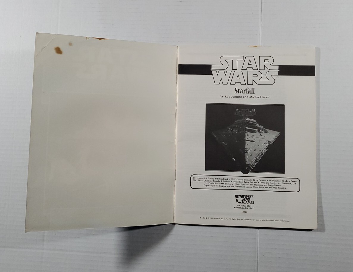 Star Wars Starfall - West End Games RPG 40016 - Includes Poster Map RPG ...