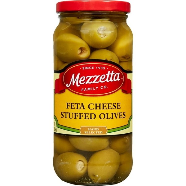 Tarro de aceitunas rellenas de queso feta Mezzetta de 9,5 fl oz nuevo
