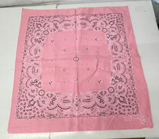 Vintage All Cotton RN13960 Pink Bandana Floral Made In USA Handkerchief Fast