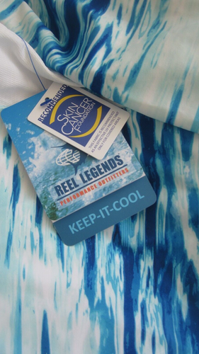 Reel Legends Boy's Large 14/16 Long Sleeve Shirt Fishing Blue Stripe Waterlines - Picture 4 of 13