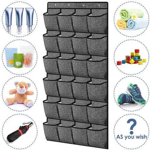 24 Pockets Large Over Door Hanging Organiser Shoe Rack Storage Bag Tidy Hanger - Picture 5 of 12