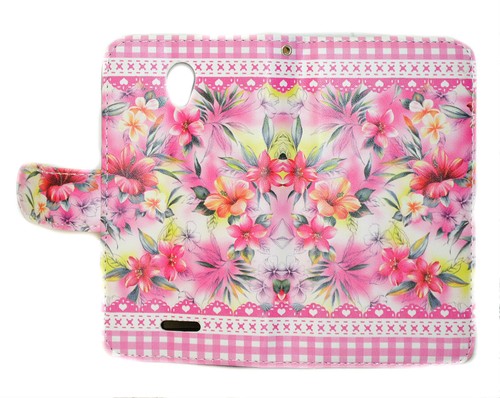 Pink Flower Design Wallet Leather Case for Alcatel One Touch Pop Astro 5042T - Photo 4 sur 5