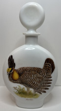 Vintage Field Birds Prairie Chicken Whiskey Decanter J. W. Dant Milk Glass #3 