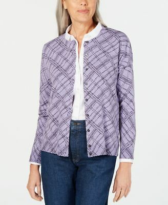 Plaid Cardigan Soft Lilac Heather Combo 