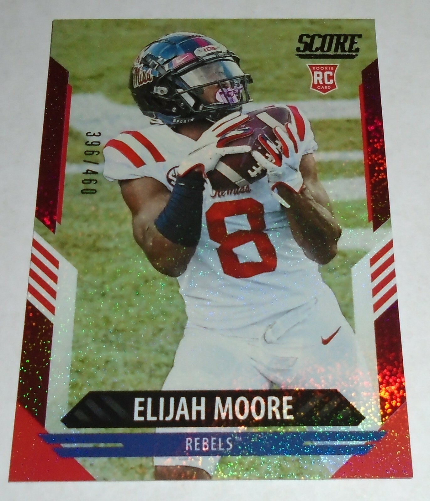 Elijah Moore 2021 Score RED Dots Rookie card RC parallel #337 - s/n: 396/460