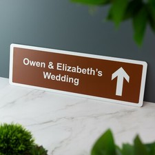 Personalised Wedding Directional Road Sign Acrylic UV Printed Holes Optional