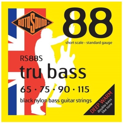 Rotosound RS88S Tru Bass Black Nylon Flatwound Basssaiten - 65-115 - Short Sca
