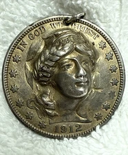 Repousse 1912 Barber Half-Dollar Pop-Out Silver Pendant 3D Lady Liberty