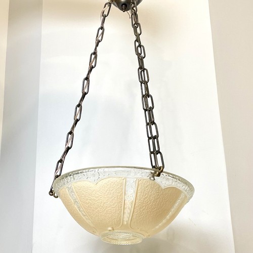 Vintage Antique Art Deco Glass Shade Ceiling Light Fixture Lamp Chandelier 1930s - Picture 2 of 12